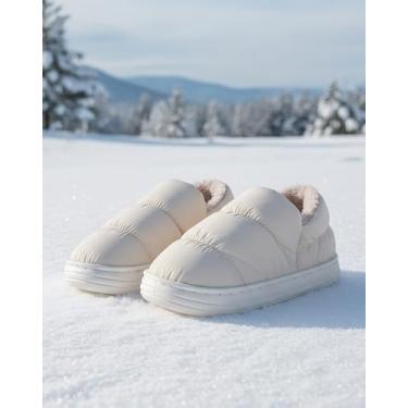 Imagem de Sapatos macios e quentes unissex, chinelos femininos de inverno, antiderrapantes, para casa de banho, chinelos de travesseiro para homens, felpudo, à prova d'água, bege, bege, Bege, 34