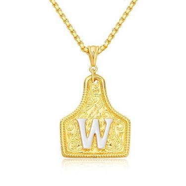 Imagem de rgwtgkyh Colar feminino com fivela de cinto prata com pingente de letra inicial ocidental delicado colar com pingente de letra personalizada joias presentes para cowgirl cowboy, Large, Metal, Sem