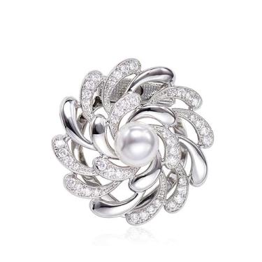 Imagem de Cachecol Anel Fivela T-shirt Clipes Cinch para Mulheres Metal Flor Círculo Cachecol Alfinetes Anéis e Slides para Cachecóis Fivela para Mulheres na moda, 1 peça, 3.9CM, Zinco, Sem Pedra Preciosa