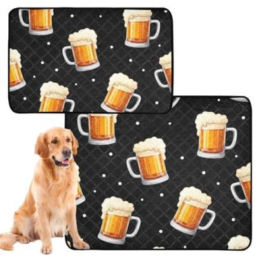 Imagem de Cheerful Canecas de cerveja pretas para animais de estimação almofada extra grande lavável para animais de estimação, tapete impermeável para cercadinho de cachorro à prova de vazamento, médio +