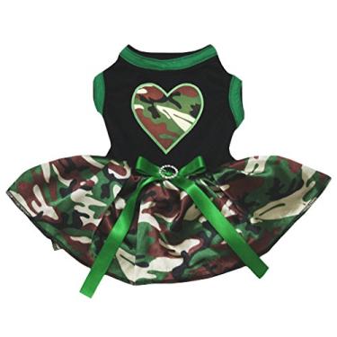 Imagem de Petitebella Vestido de cachorro camuflado coração (preto/camuflagem, PP)