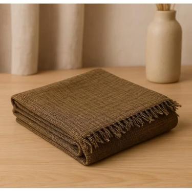 Imagem de Mantas Decorativas 100% Algodão - Conjunto Luxuoso para Cama e Sofá, Modelos Exclusivos, Macias e Laváveis(POP 2,20mX1,50m BROWNIE)