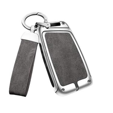 Imagem de Liga de zinco caso chave do carro capa compatível com skoda superb 2 3 titular escudo proteção chaveiro keyless conjunto acessórios interiores automóveis(Silver Grey Set)