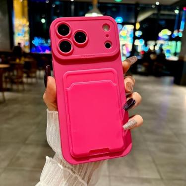 Imagem de HTVJFXCapa com compartimento para cartão para iPhone 16 Pro Max (para iPhone 16 Pro Max/rosa)