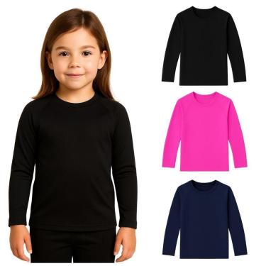 Imagem de Kit 3 Camisetas Manga Longa Infantil Menina Proteção Solar Praia-Feminino