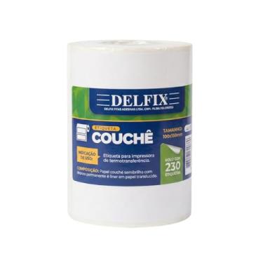 Imagem de Delfix Etiqueta Couchê para Impressora Térmica, 100x150mm, Rolo com 230 Etiquetas, Adesivo Permanente, Papel Couchê, Modelo 760