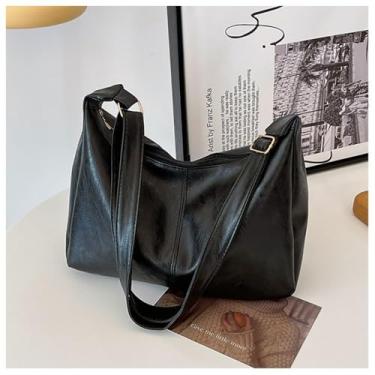 Imagem de Bolsas Hobo para mulheres, bolsa de ombro dobrável, bolsa transversal, bolsa transversal. Melhor para trabalho, viagens ou passeios de fim de semana, Preto, Bolsa de ombro