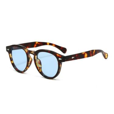 Imagem de Óculos de Sol UV400 - Rebite Redondo em Cores Vibrantes para Homens e Mulheres, Esportes ao Ar Livre, Corrida, Ciclismo, Azul Leopardo