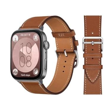 Imagem de KAPPDE Pulseira retrô para Huawei Watch Fit 3 pulseira de couro bovino italiano de substituição rápida Correa para Huawei Fit 3 Fit 2 Watch Band (marrom B01, serve para 2)