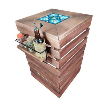 Imagem de Porta Botijão De Gás Móvel Aparador Para Cozinha + Porta Condimentos