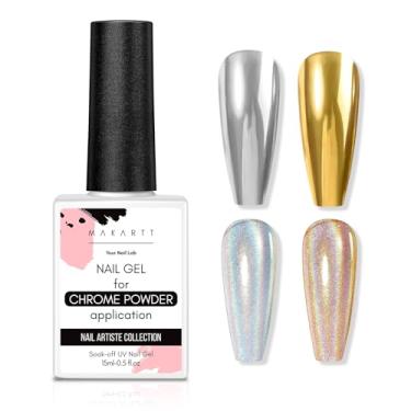 Imagem de Makartt Gel Top Coat for Chrome Nail Powder - 15ml No Wipe High Gloss Top Coat Gel Nail Polish Mirror Shine Nail Gel Long Lasting Easy Application, Soak off Nail Lamp Gel Top Coat
