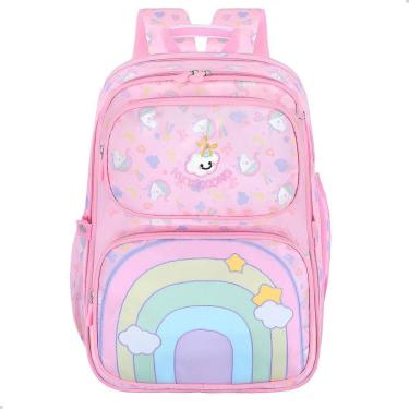 Imagem de Mochila Infantil Grande Bolsa Escolar Colorida Meninas Rosa
