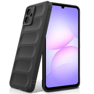 Imagem de BonYonka Capa de silicone para Samsung Galaxy A07, forro de microfibra antiarranhões, capa à prova de choque com proteção para câmera, preta