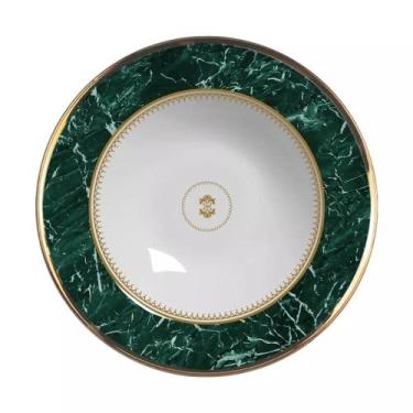 Imagem de Conjunto com 6 Pratos Fundo Marble Verde Ø25cm - Alleanza Cerâmica