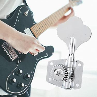 Imagem de Cosiki Botões de Afinador de Baixo Elétrico de Aço Prateado Vintage, Ferramenta de Ajuste Fino para Baixistas, Material Prateado (Para linha esquerda)