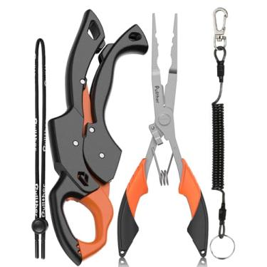 Imagem de pullther fishing Alicate de pesca com cortador de linha multifuncional de 23,4 cm, kit de ferramentas de pesca em água salgada, equipamento de pesca com cordão de pesca