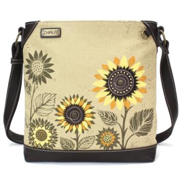 Imagem de CHALA Bolsa tiracolo feminina de lona de tamanho médio com alça ajustável, Girassol - Areia
