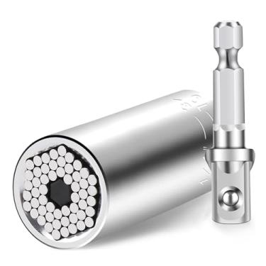 Imagem de Conjunto de ferramentas de soquete universal com adaptador de furadeira, soquete de aderência ajustável para parafusos enferrujados e danificados - presente ideal para homens, pai, marido no Natal