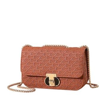 Imagem de CHENXIAOHONG Bolsa feminina pequena com corrente, bolsa transversal feminina elegante, bolsa de ombro feminina para festa e uso diário(Castanho claro)