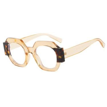 Imagem de VFDHN Óculos de Sol Feminino Fashion Polygon Bicolor Vintage Laranja Degradê UV400 Masculino Punk (13160-C13)