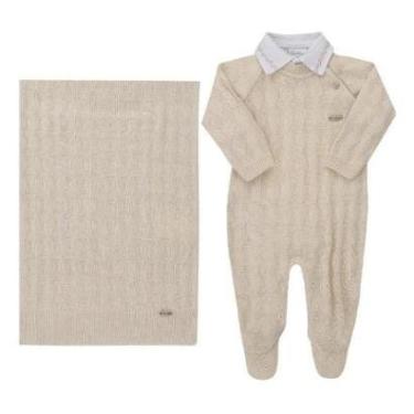 Imagem de Saída Maternidade Tricô 3 Pçs Luxo Bebê Menino Paraiso 17754-Masculino