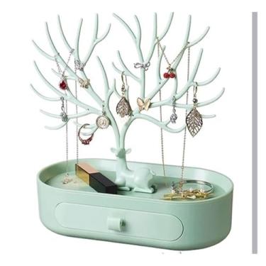 Imagem de 4 estilos suporte de exibição de veado suporte de exibição de joias de plástico brinco organizador de colar para exibição de joias (verde)