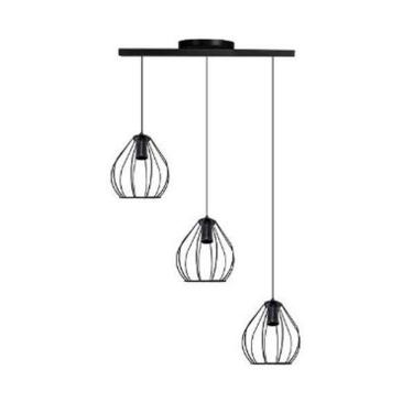 Imagem de Pendente Aramado Dinamarca Preto 3 Lamp Nacional Iluminação