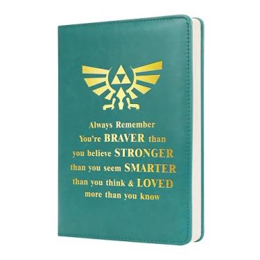 Imagem de WHLBHG Hyrule Gift Always Remember You Are Braver Stronger Encouragement Caderno pautado com citação de desenho animado inspirado em jogos de presente para amantes de fãs presente com tema de aventura