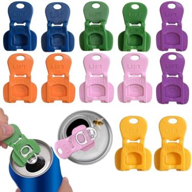 Imagem de 12 peças, abridor de abas, protetor de bebidas, abridor de abas de lata de refrigerante, tampas de latas, selador, barricada de bebidas reutilizáveis, para refrigerante, cerveja, coca, alumínio