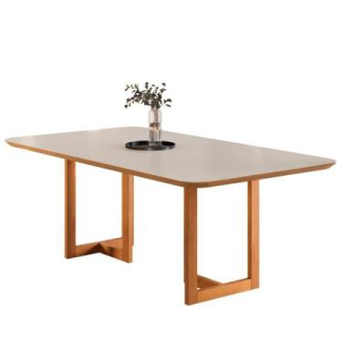 Imagem de Mesa de Jantar Retangular Lírio - Base Madeira Maciça - Tampo Chanfrad