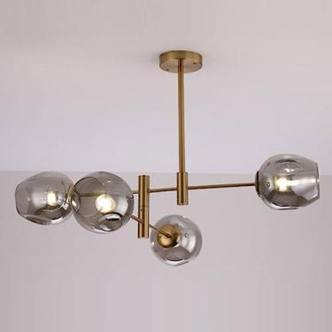 Imagem de Luminária pendente de vidro irregular com várias lâmpadas, luminária suspensa criativa para interiores, ideal para sala de estar, quarto, sala de jantar, lustre de teto para decoração de cas