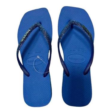 Imagem de Sandalia Havaianas Slim Square Sparkle Glitter Carnaval, 35/36, Azul p