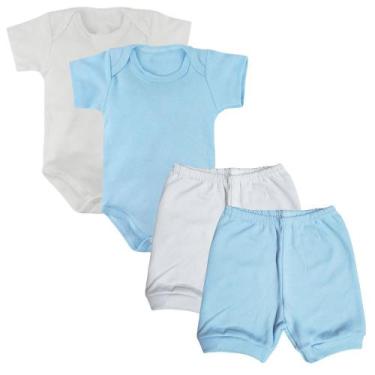 Imagem de Kit Body Curto e Mijão Liso Bebê 4 Pçs Enxoval Recém Nascido - Koala B