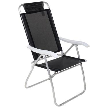 Imagem de Cadeira De Praia Reclinável Prosa Mormaii Preta Bel Alumínio
