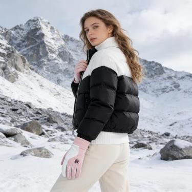 Imagem de Luvas femininas de inverno para tela sensível ao toque, macias, confortáveis, térmicas e elásticas para viagens, ciclismo, corrida, Rosa M, M