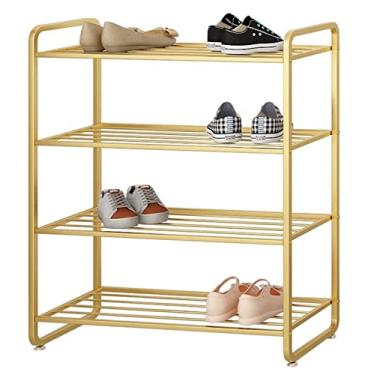 Imagem de Prateleira de sapato, organizador de sapato, 4 níveis, sapateira de metal, comprimento de 49,8 cm, suporte de sapato, organizador de armazenamento de sapatos para armário, entrada, mudroom, sapato
