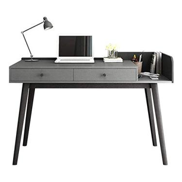 Imagem de Escrivaninha para computador com duas gavetas grandes, área de armazenamento simples para escritório doméstico na lateral, material de madeira maciça, estável e durável