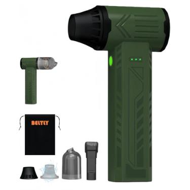 Imagem de Espanador de ar elétrico de grau de ferramenta, soprador portátil recarregável com motor sem escovas de 180.000 superpotências, sopro e aspirador de pó 2 em 1, soprador de folhas sem fio para secagem