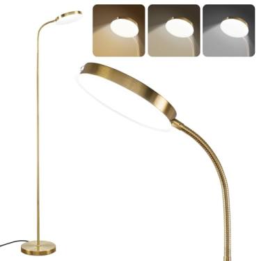 Imagem de LALISU Luminária de chão, lâmpadas de piso de LED para sala de estar, ajuste contínuo de temperaturas de cor e brilho lâmpada de pé com controle de toque, lâmpadas altas ajustáveis de leitura de