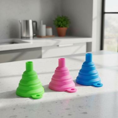 Imagem de Funil Retrátil Dobrável Flexível Silicone Cozinha Liquido - NoBrand, R