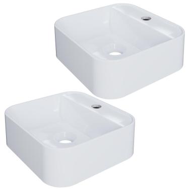 Imagem de Kit 02 Cubas de Apoio Quadrada Para Banheiro Lavabo C01 QA31W Branco - Lyam