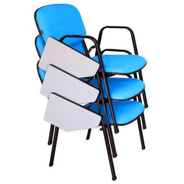 Imagem de 03 Cadeiras Escolar Universitária Linha Hotel Auditório Azul