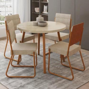 Imagem de Conjunto Sala de Jantar 4 Cadeiras Dália Carraro Petra Rose