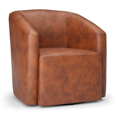 Imagem de Poltrona Decorativa Base Giratória Stella Max Sintético Pu D03 - D'rossi Cor Nozes