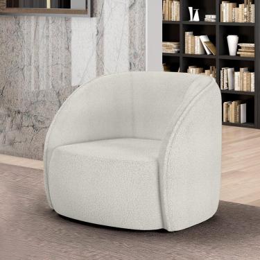 Imagem de Poltrona Decorativa Sala De Estar Clarke Bouclê Offwhite G45 - Gran Belo
