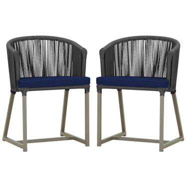 Imagem de 2 Cadeiras De Jantar Noronha Fendi Corda Nautica E10 Trama Preto