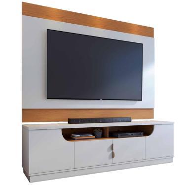 Imagem de Rack Para Sala Gianna com Painel Para TV 75 Pol Cairo C04 Off White Matte Freijó - Lyam Decor