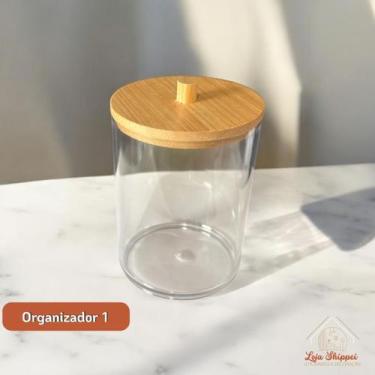 Imagem de Porta Cotonete e Algodão em Acrílico Cristal com Tampa Multiuso para M