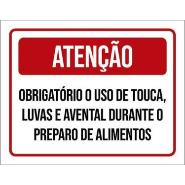 Imagem de Kit 10 Placa Acm Touca Luvas Avental Alimentos 18X23 - Sinalizo