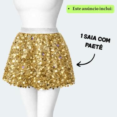 Imagem de Saia Curta De Paetê Brilhante Carnaval Com Cintura Elástica Desenho do